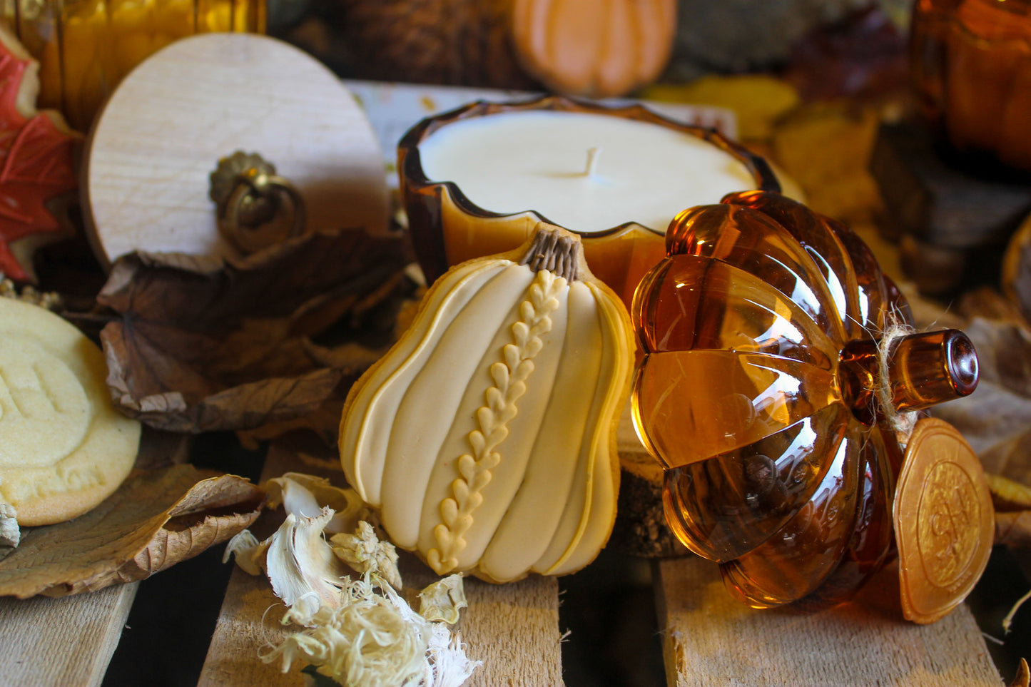 Pumpkin Spice Glass Candle – Pumpkin Shaped, 7oz